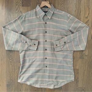 Vintage Burberrys of London Woven Cotton Plaid Shirt Green, Tan, Cream, Brown M